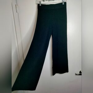 Sioni (Size XS) Black Stretch Knit Flare Hem Classic Casual Pull-on Pants